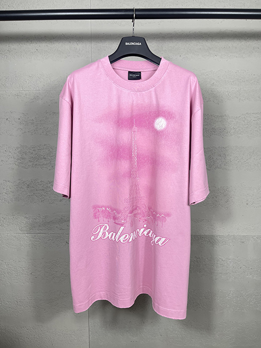 バレンシアガ   インクジェットカラープリントウォッシュ半袖Tシャツ