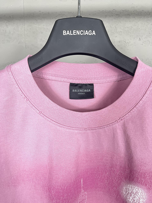 バレンシアガ   インクジェットカラープリントウォッシュ半袖Tシャツ