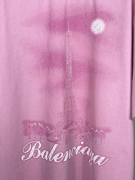 バレンシアガ   インクジェットカラープリントウォッシュ半袖Tシャツ