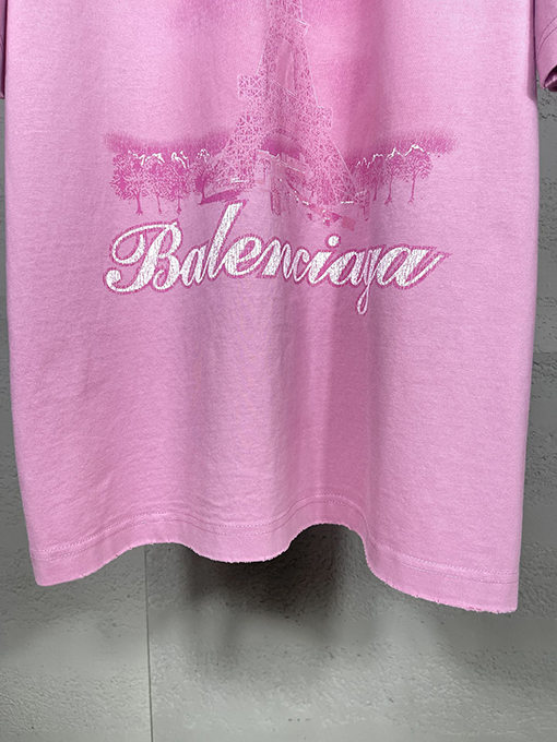 バレンシアガ   インクジェットカラープリントウォッシュ半袖Tシャツ