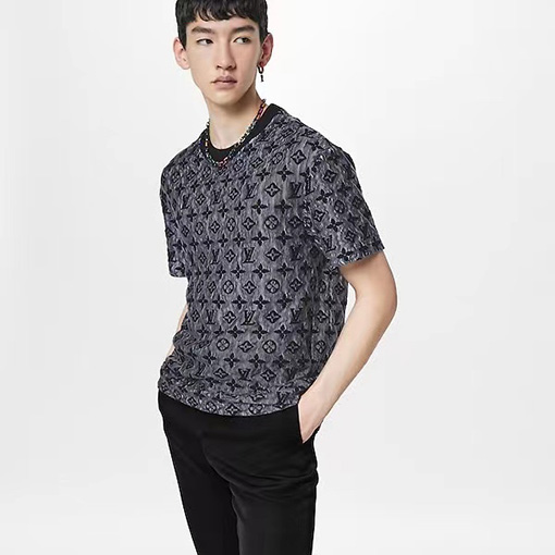 ルイヴィトン   ジャカードニットリブネック半袖Tシャツ