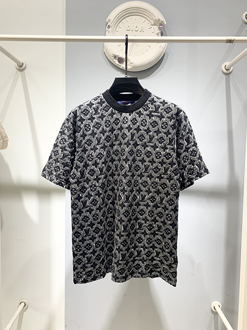 ルイヴィトン   ジャカードニットリブネック半袖Tシャツ
