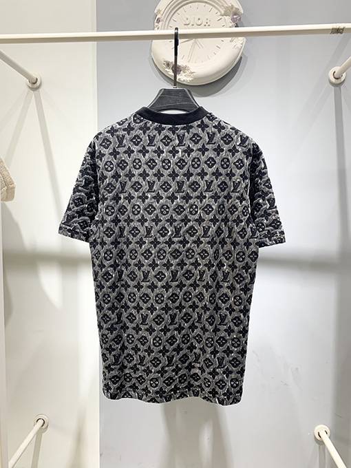 ルイヴィトン   ジャカードニットリブネック半袖Tシャツ