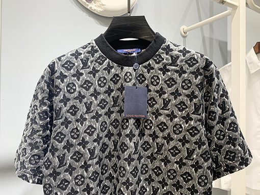 ルイヴィトン   ジャカードニットリブネック半袖Tシャツ