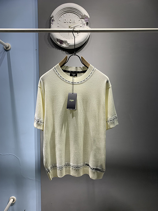 フェンディ   ステッチジャカードトリム半袖Tシャツ