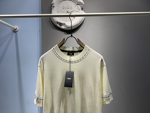 フェンディ   ステッチジャカードトリム半袖Tシャツ