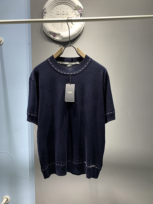 フェンディ   ステッチジャカードトリム半袖Tシャツ
