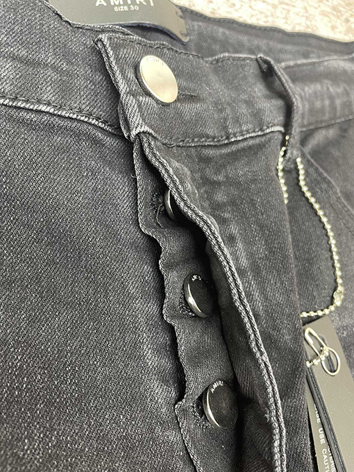 アミリ 刺繍付き直線フライデニムパンツ