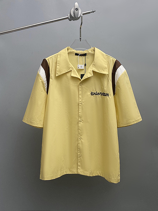 ルイヴィトン バックエンブロイダリー入りコットン半袖シャツ