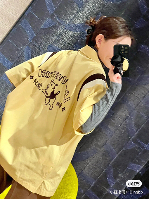 ルイヴィトン バックエンブロイダリー入りコットン半袖シャツ
