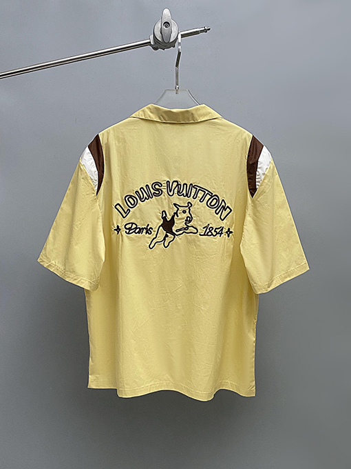 ルイヴィトン バックエンブロイダリー入りコットン半袖シャツ