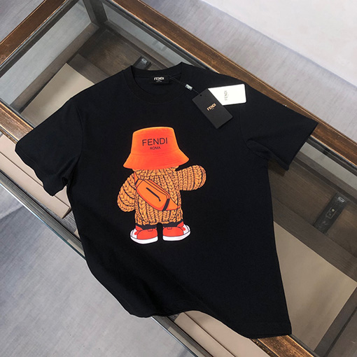フェンディ   バックパックくまのプリント半袖Tシャツ