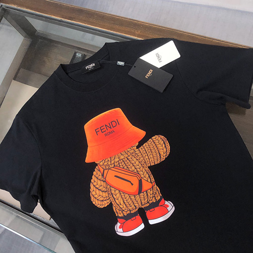 フェンディ   バックパックくまのプリント半袖Tシャツ
