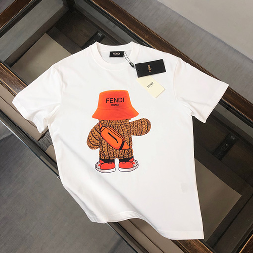フェンディ   バックパックくまのプリント半袖Tシャツ