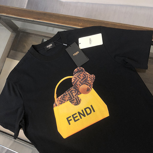 フェンディ 楽しいくまのプリントデザイン半袖Tシャツ