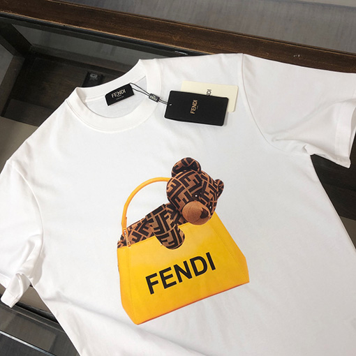 フェンディ 楽しいくまのプリントデザイン半袖Tシャツ