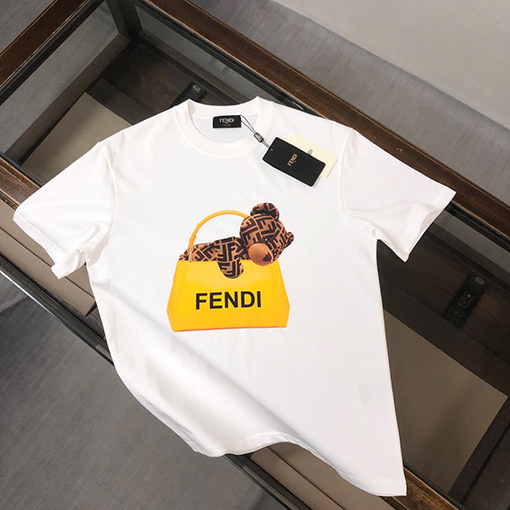 フェンディ 楽しいくまのプリントデザイン半袖Tシャツ
