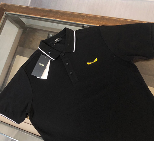 フェンディコピー   胸に刺繍された小さな目の半袖Tシャツ
