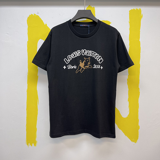 ルイヴィトンスーパーコピー ウール刺繍コットン半袖Tシャツ