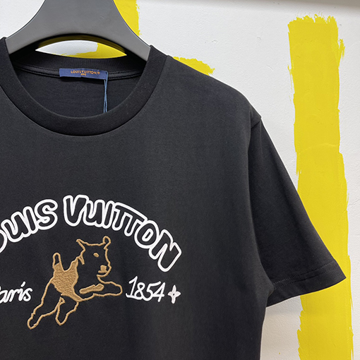 ルイヴィトンスーパーコピー ウール刺繍コットン半袖Tシャツ