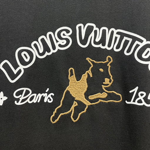 ルイヴィトンスーパーコピー ウール刺繍コットン半袖Tシャツ