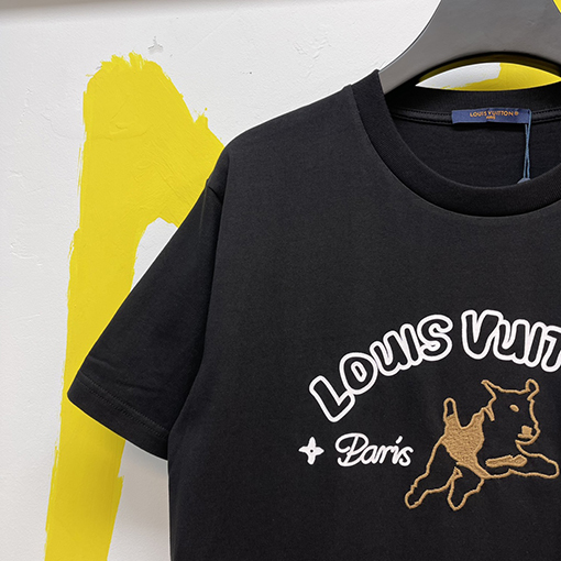 ルイヴィトンスーパーコピー ウール刺繍コットン半袖Tシャツ
