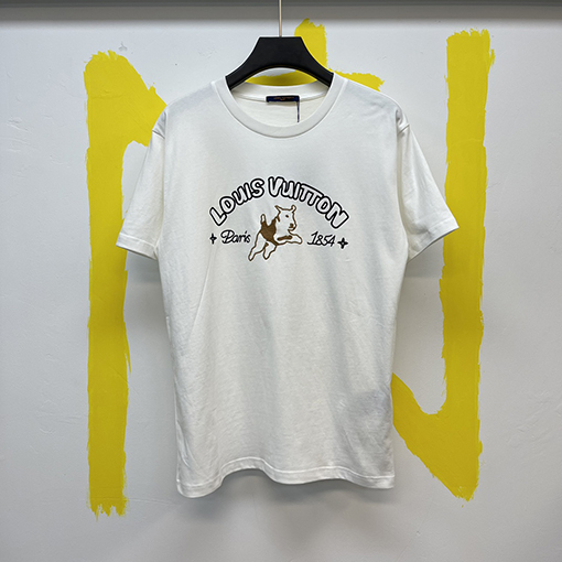 ルイヴィトンスーパーコピー ウール刺繍コットン半袖Tシャツ