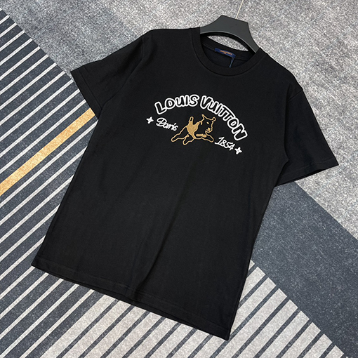 ルイヴィトンスーパーコピー ウール刺繍コットン半袖Tシャツ