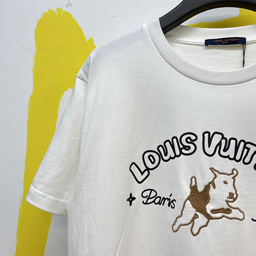 ルイヴィトンスーパーコピー ウール刺繍コットン半袖Tシャツ