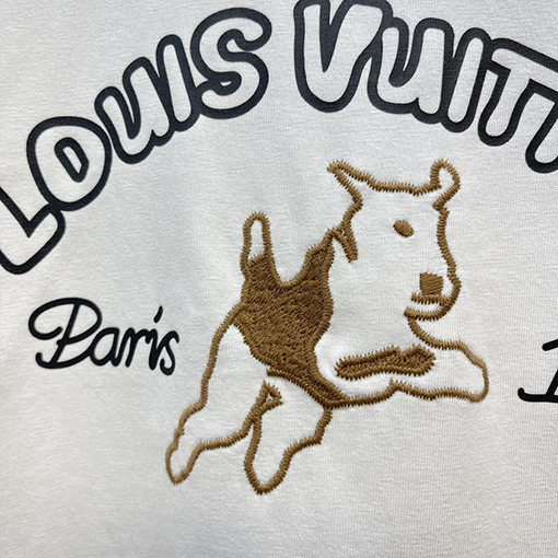 ルイヴィトンスーパーコピー ウール刺繍コットン半袖Tシャツ
