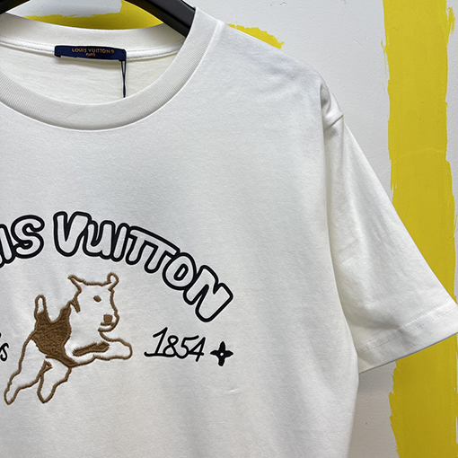 ルイヴィトンスーパーコピー ウール刺繍コットン半袖Tシャツ