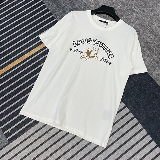 ルイヴィトンスーパーコピー   ウール刺繍コットン半袖Tシャツ
