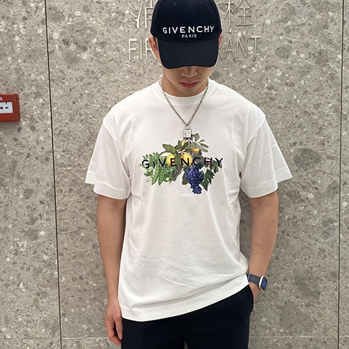 ジバンシイコピー フルーツ植物プリント半袖Tシャツ