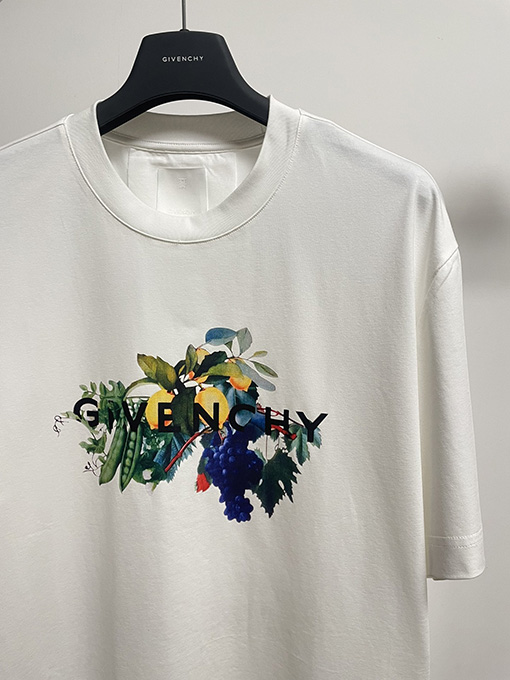 ジバンシイコピー フルーツ植物プリント半袖Tシャツ