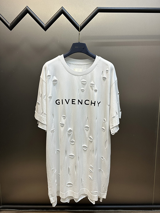 ジバンシイ 穴が開いた二重偽二枚半袖Tシャツ
