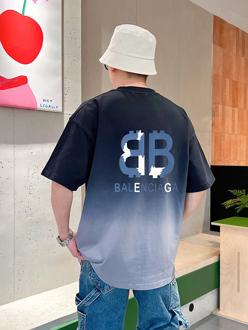 バレンシアガ   新しいクラシックロゴデザイン半袖Tシャツ