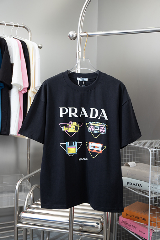 プラダ   クラシックロゴプリント半袖Tシャツ