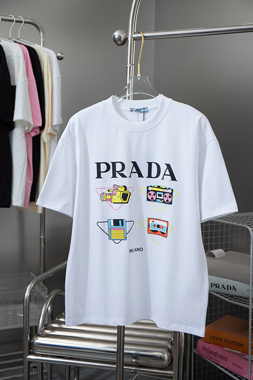 プラダ   クラシックロゴプリント半袖Tシャツ