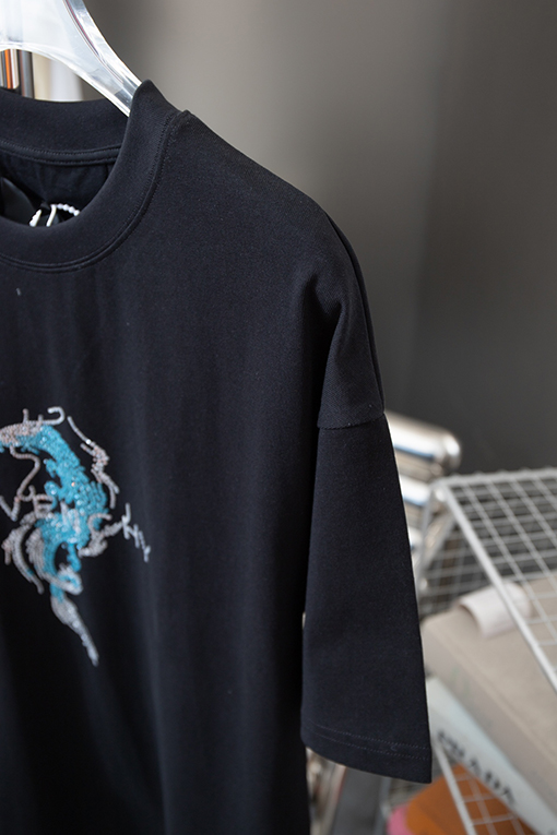 ジバンシイ  ドラゴン年ラインストーン図半袖Tシャツ