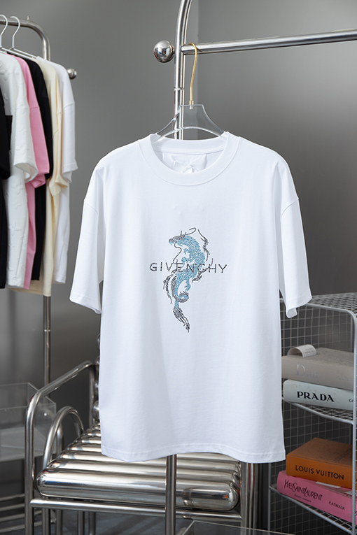 ジバンシイ  ドラゴン年ラインストーン図半袖Tシャツ