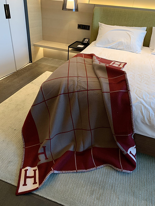 エルメス  両面 ブランケットカシミヤブランケット