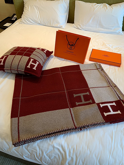 エルメス  両面 ブランケットカシミヤブランケット