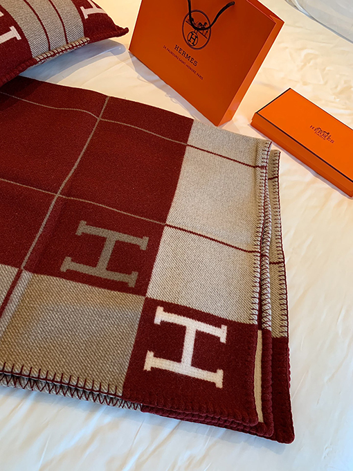 エルメス  両面 ブランケットカシミヤブランケット