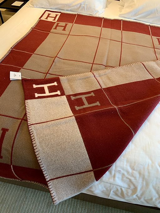 エルメス  両面 ブランケットカシミヤブランケット