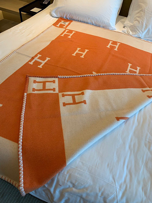 エルメス  両面 ブランケットカシミヤブランケット