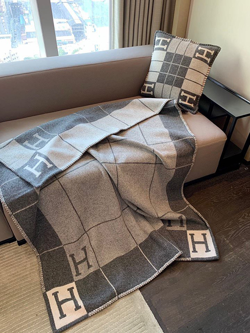 エルメス  両面 ブランケットカシミヤブランケット