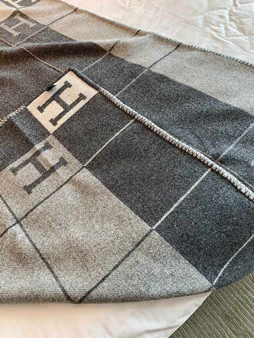 エルメス  両面 ブランケットカシミヤブランケット