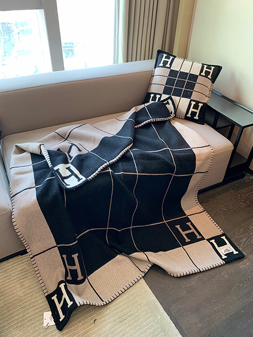 エルメス  両面 ブランケットカシミヤブランケット
