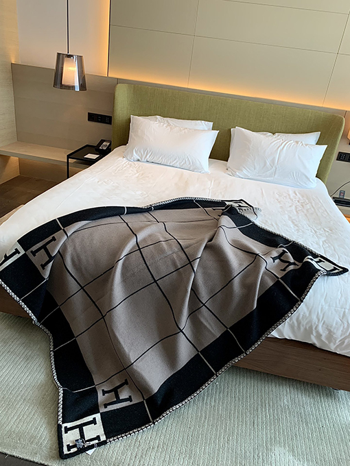 エルメス  両面 ブランケットカシミヤブランケット