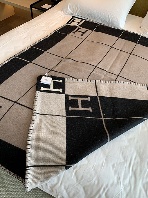 エルメス  両面 ブランケットカシミヤブランケット